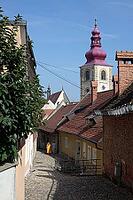 Street in Ptuj with church [IBR124051683]