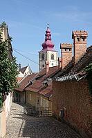 Street in Ptuj with church [IBR124051684]