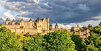 Medieval town of Carcassonne at sunset, France [IBR124072698]