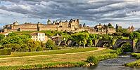 Medieval town of Carcassonne at sunset, France [IBR124072703]