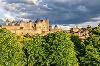 Medieval town of Carcassone at sunset, France [IBR124072704]