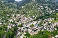 Historic village on the river, Gorges du Tarn Causses, Occitanie, France [IBR124084166]