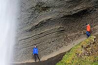 Tourists at Kvernufoss Waterfall, Skogafoss, South Iceland, Iceland [IBR124192756]