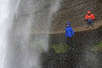 Tourists at Kvernufoss Waterfall, Skogafoss, South Iceland, Iceland [IBR124192763]