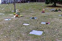 Cemetery on the meadow with urns and tombstones and in the background the graves of Krizevi Biberach, Biberach an der Riß, Upper Swabia, Baden-Württemberg, Germany [IBR124200504]