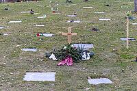 Cemetery on the meadow with urns and tombstones and in the background the graves of Krizevi Biberach, Biberach an der Riß, Upper Swabia, Baden-Württemberg, Germany [IBR124200508]