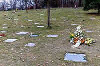 Cemetery on the meadow with urns and tombstones and in the background the graves of Krizevi Biberach, Biberach an der Riß, Upper Swabia, Baden-Württemberg, Germany [IBR124200509]