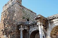 Hadrian's Gate, Antalya landmark. Ancient construction of the Gate of Hadrian [IBR124200539]