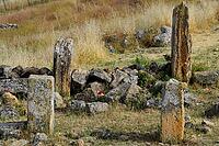 Antique ruins and limestone blocks in Hierapolis, Turkey. Ancient antique city [IBR124200541]