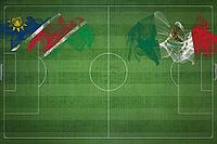 Namibia vs Mexico Soccer Match, national colors, national flags, soccer field, football game, Competition concept, Copy space [IBR124240898]