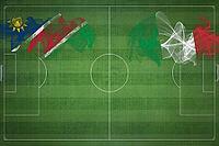 Namibia vs Italy Soccer Match, national colors, national flags, soccer field, football game, Competition concept, Copy space [IBR124240902]