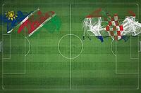 Namibia vs Croatia Soccer Match, national colors, national flags, soccer field, football game, Competition concept, Copy space [IBR124240904]