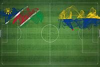 Namibia vs Colombia Soccer Match, national colors, national flags, soccer field, football game, Competition concept, Copy space [IBR124240906]