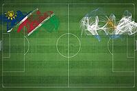 Namibia vs Argentina Soccer Match, national colors, national flags, soccer field, football game, Competition concept, Copy space [IBR124240907]