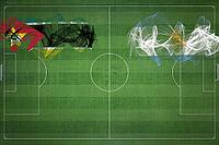 Mozambique vs Argentina Soccer Match, national colors, national flags, soccer field, football game, Competition concept, Copy space [IBR124240935]