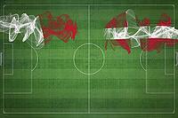 Malta vs Denmark Soccer Match, national colors, national flags, soccer field, football game, Competition concept, Copy space [IBR124240948]