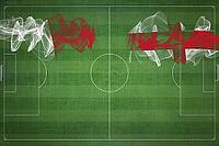 Malta vs England Soccer Match, national colors, national flags, soccer field, football game, Competition concept, Copy space [IBR124240949]