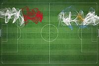 Malta vs Argentina Soccer Match, national colors, national flags, soccer field, football game, Competition concept, Copy space [IBR124240953]