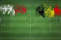 Malta vs Belgium Soccer Match, national colors, national flags, soccer field, football game, Competition concept, Copy space [IBR124240954]