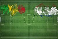 Mali vs Netherlands Soccer Match, national colors, national flags, soccer field, football game, Competition concept, Copy space [IBR124240956]