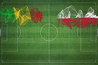 Mali vs Poland Soccer Match, national colors, national flags, soccer field, football game, Competition concept, Copy space [IBR124240959]