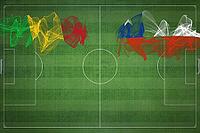 Mali vs Chile Soccer Match, national colors, national flags, soccer field, football game, Competition concept, Copy space [IBR124240968]