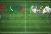 Maldives vs Argentina Soccer Match, national colors, national flags, soccer field, football game, Competition concept, Copy space [IBR124240972]