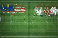 Malaysia vs Croatia Soccer Match, national colors, national flags, soccer field, football game, Competition concept, Copy space [IBR124240979]