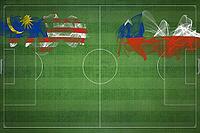 Malaysia vs Chile Soccer Match, national colors, national flags, soccer field, football game, Competition concept, Copy space [IBR124240982]