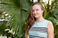Portrait of young beautiful blonde woman at the park outdoors [IBR124309045]