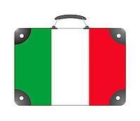 Italy flag in the form of a travel suitcase on a white background - illustration [IBR124351700]