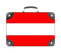 Flag of the country of Austria in the form of a suitcase for travel on a white background [IBR124351702]