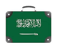 Saudi Arabia flag in the form of a travel suitcase on a white background - illustration [IBR124351705]