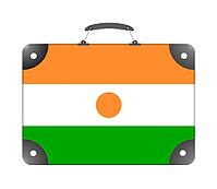Niger country flag in the form of a travel suitcase on a white background - illustration [IBR124351709]