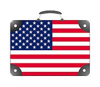 USA flag in the form of a travel suitcase on a white background - illustration [IBR124351711]
