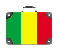 Mali country flag in the form of a travel suitcase on a white background - illustration [IBR124351717]