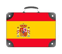 Spain country flag in the form of a travel suitcase on a white background - illustration [IBR124351718]