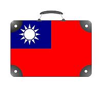 Taiwan country flag in the form of a travel suitcase on a white background - illustration [IBR124351723]