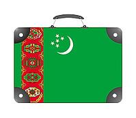 Flag of the country of Turkmenistan in the form of a travel suitcase on a white background - illustration [IBR124351726]