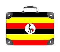 Uganda country flag in the form of a travel suitcase on a white background - illustration [IBR124351727]