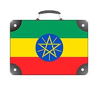 Ethiopia flag in the form of a travel suitcase on a white background - illustration [IBR124351732]