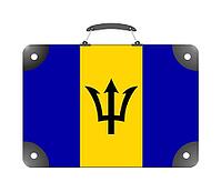 Barbados flag in the form of a travel suitcase on a white background - illustration [IBR124351736]