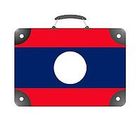 Laos country flag in the form of a travel suitcase on a white background - illustration [IBR124351737]