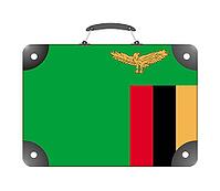 Zambia flag in the form of a travel suitcase on a white background - illustration [IBR124351739]
