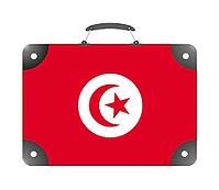Tunisia flag in the form of a travel suitcase on a white background - illustration [IBR124351740]