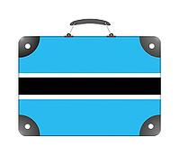 Botswana country flag in the form of a travel suitcase on a white background - illustration [IBR124351741]