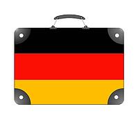 Flag of the country of Germany in the form of a suitcase for travel on a white background - illustration [IBR124351742]