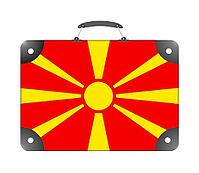 Macedonia country flag in the form of a travel suitcase on a white background - illustration [IBR124351744]