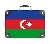 Flag of the country of Azerbaijan in the form of a suitcase for travel on a white background [IBR124351751]