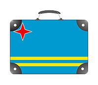 Aruba country flag in the form of a travel suitcase on a white background - illustration [IBR124351754]